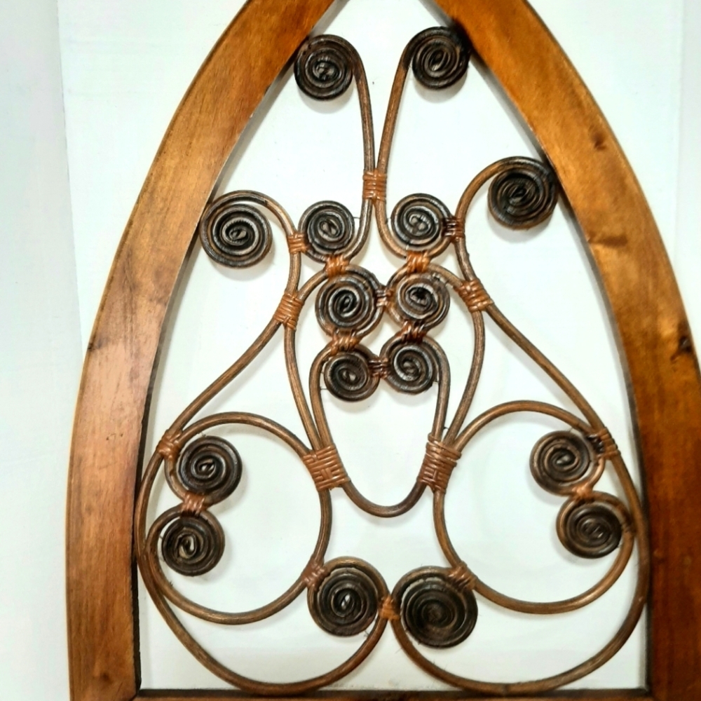 Wood and Bamboo Scroll Work Wall Decor